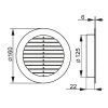 Műanyag szellőzőrács rovarhálóval SIEB 125 mm