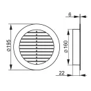 Műanyag szellőzőrács rovarhálóval SIEB 160 mm