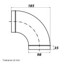 Rozsdamentes acél könyök 90/100 mm gumitömítéssel