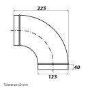 Rozsdamentes acél könyök 90/125 mm gumitömítéssel