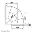 Rozsdamentes acél könyök 90/160 mm gumitömítéssel