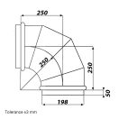 Rozsdamentes acél könyök 90/200 mm gumitömítéssel
