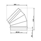 Rozsdamentes acél könyök 45/160 mm gumitömítéssel