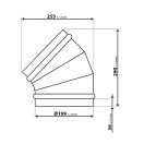 Rozsdamentes acél könyök 45/200 mm gumitömítéssel