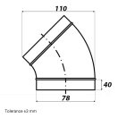 Rozsdamentes acél könyök 45/80 mm gumitömítéssel
