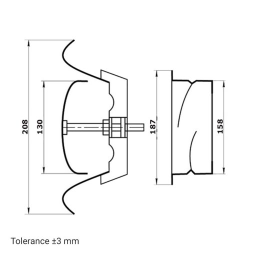 Fekete fém elszívó légszelep 160 mm TVMD O 160
