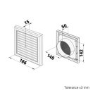 Műanyag szellőzőrács 150 mm rovarhálóval  GP 150 FN BARNA