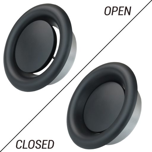 Fekete fém elszívó légszelep 125 mm TVMD O 125