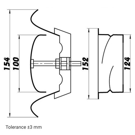 Fekete fém elszívó légszelep 125 mm TVMD O 125