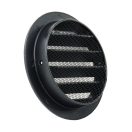 Fém szellőzőrács 125 mm rovarhálóval fekete AVD 125