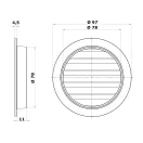 Fém szellőzőrács 80 mm rovarhálóval AV 80