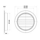 Fém szellőzőrács 125 mm rovarhálóval AV 125