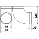 Könyök 100 mm 90°, műanyag