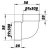 Függőleges könyök 90° 308x29mm