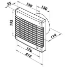 Fürdőszobai ventilátor 150 mm automata zsaluval, páraérzékelővel emelt teljesítmény 150 LVZW