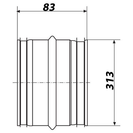 Belső csőtoldó 315 mm, fém