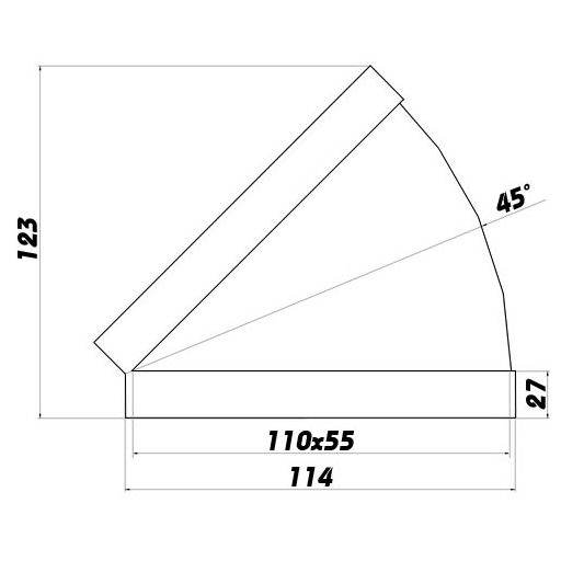 Vízszintes könyök 45° műanyag lapos légcsatornákhoz