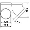 Könyök 125 mm 45°, műanyag