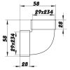 Függőleges könyök 90° 234x29mm