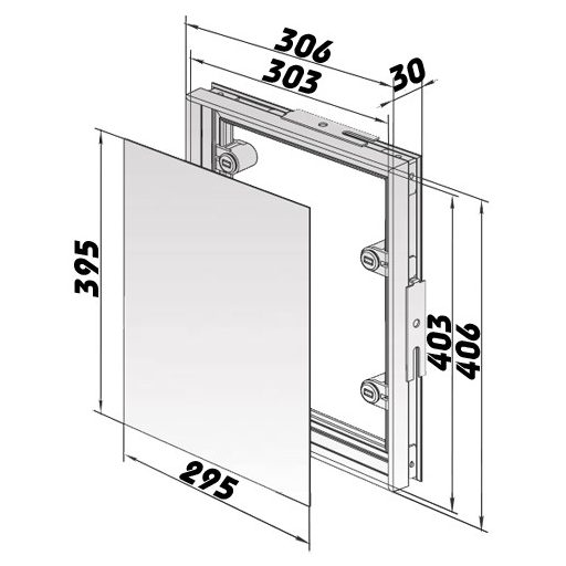 Csempézhető fém szervízajtó 300 x 400 mm
