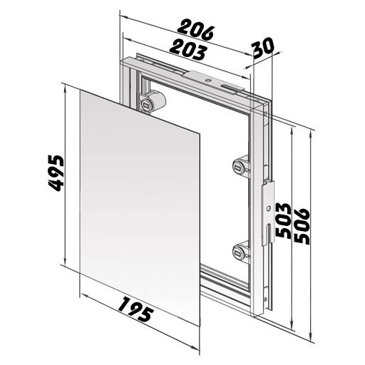 Csempézhető fém szervízajtó 200 x 500 mm
