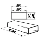Műanyag lapos légcsatorna 204x60 mm / 2 m