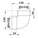 Függőleges könyök 90° 220x90mm