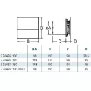 Üveg előlapos fürdőszobai ventilátor páraérzékelővel fekete CATA E-120 GTH BK