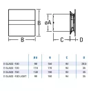Üveg előlap hatású fürdőszobai ventilátor időzítővel fekete CATA E-100 MT BK