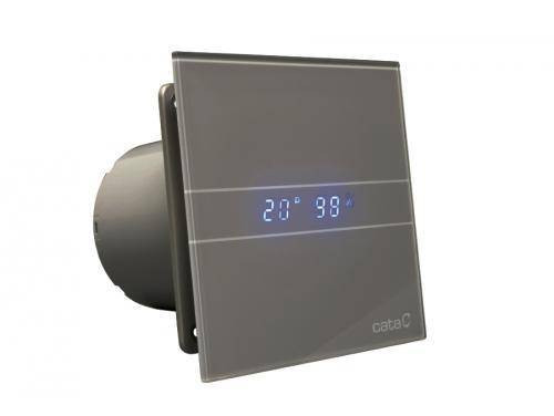 Üveg előlapos fürdőszobai ventilátor páraérzékelővel ezüstszürke CATAE-100 GSTH