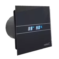  Üveg előlap hatású fürdőszobai ventilátor 100 mm páraérzékelővel fekete CATA E-100 MTH BK