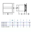 Üveg előlapos fürdőszobai ventilátor időzítővel fekete CATA E-120 GT BK