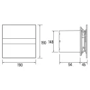 Üveg előlapos fürdőszobai ventilátor fehér CATA E-150 G