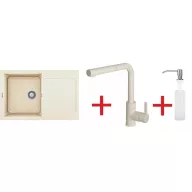   ELLECI - Mosogatótálca Easy 300 Antikolt fehér / Bianco Antico G62+csaptelep Shell plus G62 + mosogatószer adagoló - EASY7 szett